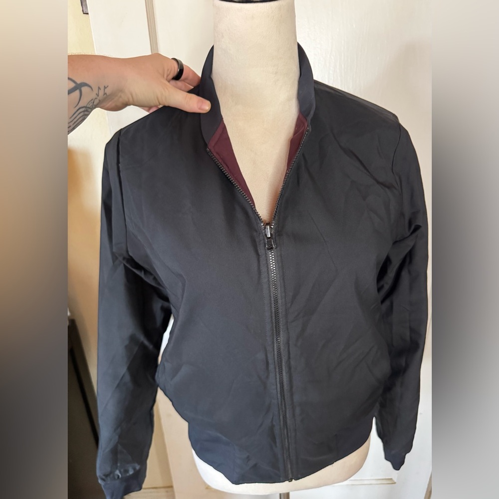 Reversible Crewneck Varsity Bomber Jacket Lined Activewear Run Outdoor quilted